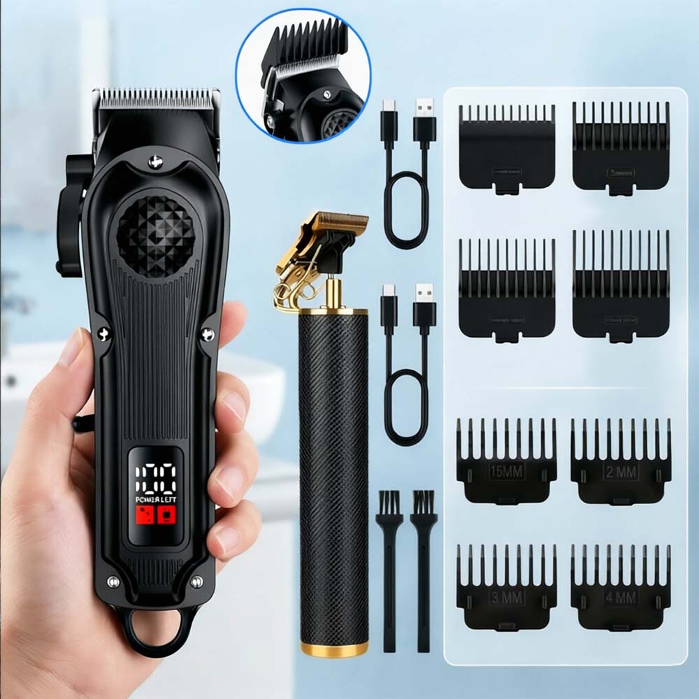 Men'S Grooming Kits - Professionele haarclippers met LED-display, draadloze oplaadbare