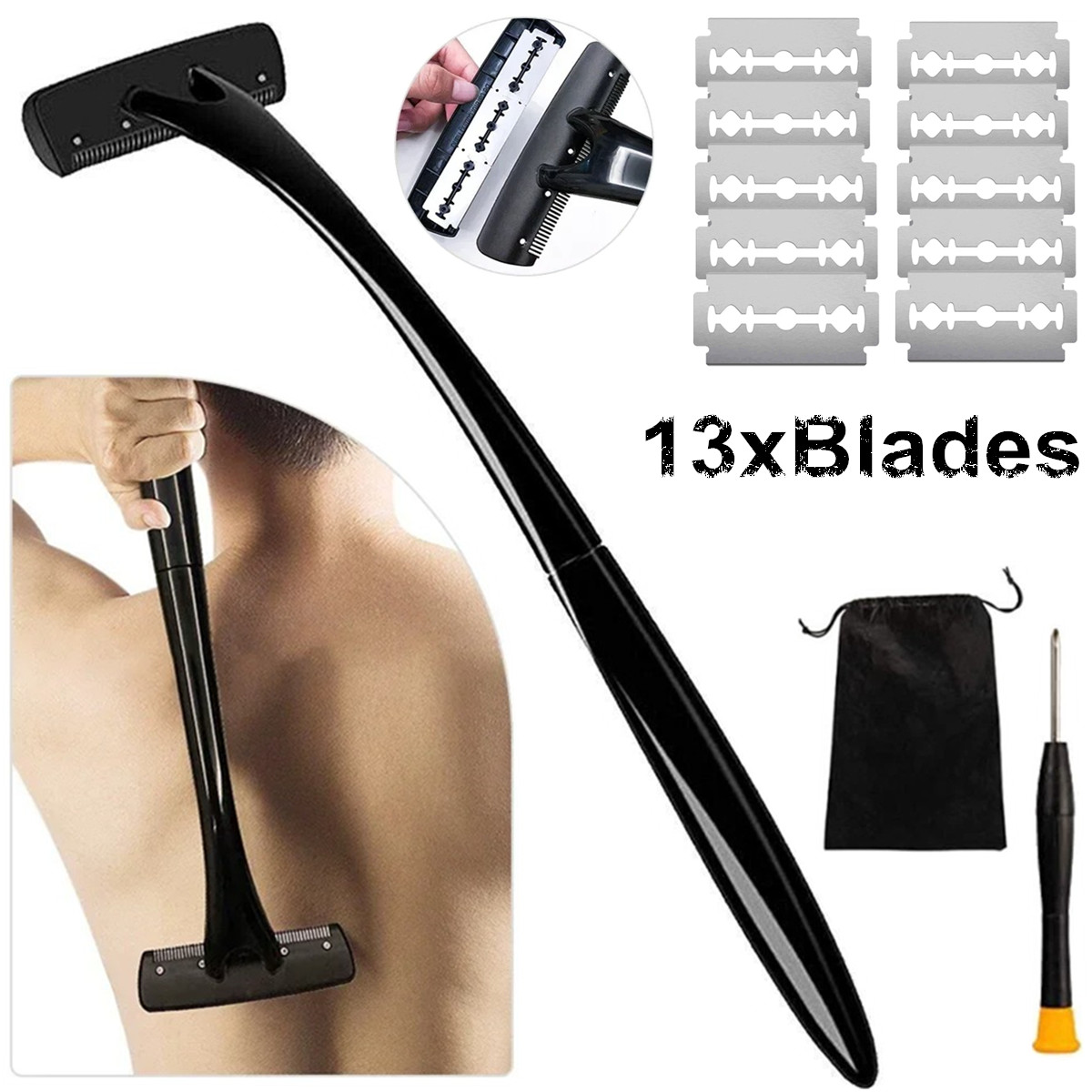 Men'S Grooming Shaver - Rugscheerapparaat met lange handgreep voor mannen,